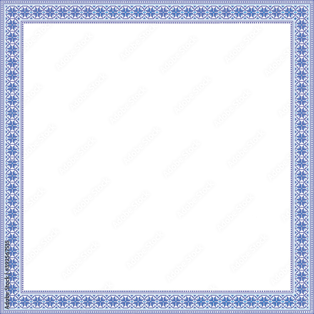 Traditional Belarusian frame with elegant blue flowers. White ethnic background vector design. Traditional Belarusian frame with elegant blue flowers. White ethnic background vector design.