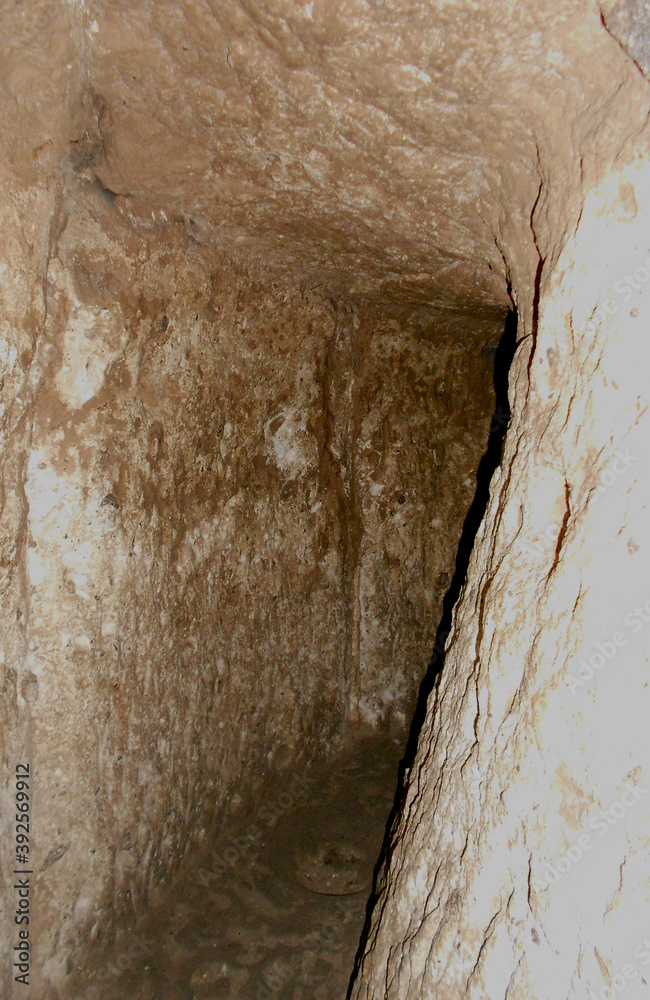 tunnel in the stone cave, stone wall background