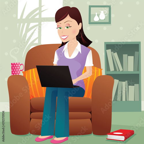 Girl computing on lap