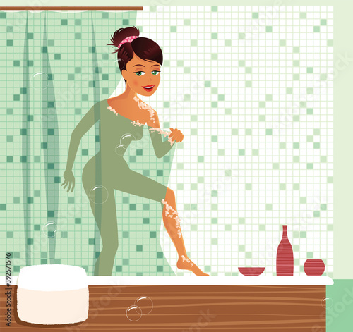 Girl having a shower