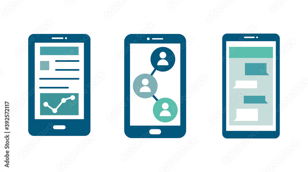 スマホ スマートフォンのアイコンセット アンドロイド グラフ イラスト シンプル 携帯電話 Stock Vektorgrafik Adobe Stock
