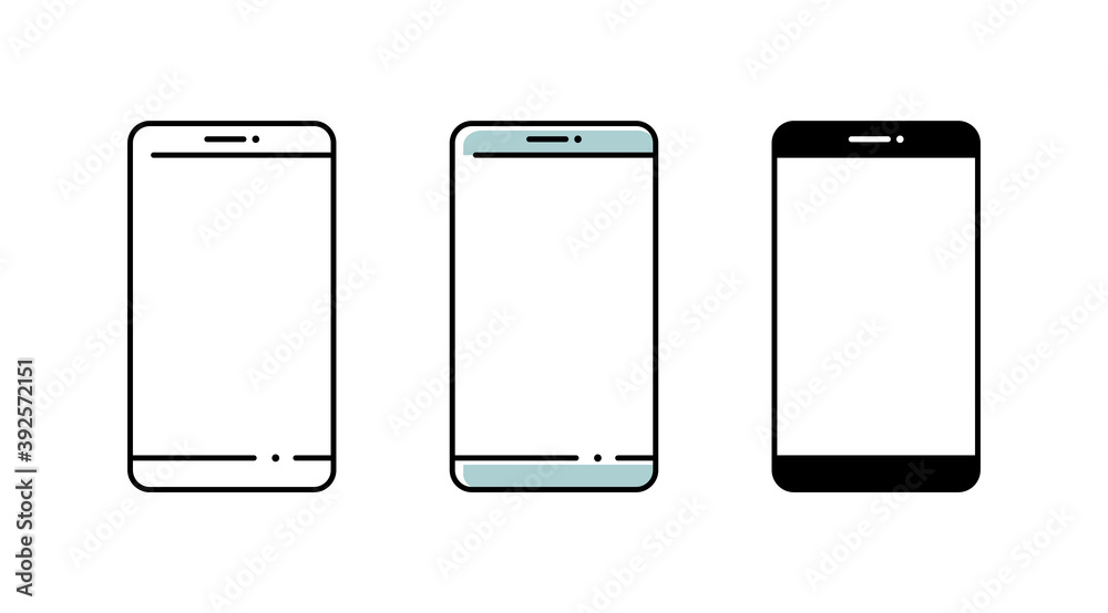 スマホ スマートフォンのアイコンセット アンドロイド 携帯 イラスト シンプル 携帯電話 マーク Stock Vector Adobe Stock