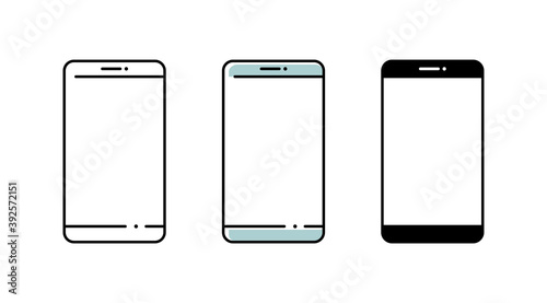 スマホ・スマートフォンのアイコンセット／アンドロイド／携帯／イラスト／シンプル／携帯電話／マーク