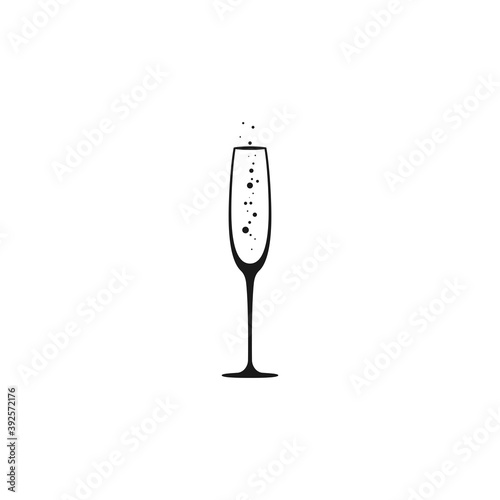 champagne glass icon. goblet icon flat. Black simple pictogram isolated on white background.