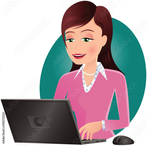 Girl working with laptop