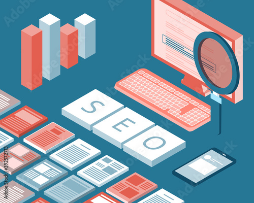 SEO (search engine optimization) from a lot of content vector