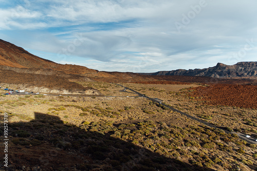 Teide National Park. Beautiful view of volcano mountain rocks desert crater.