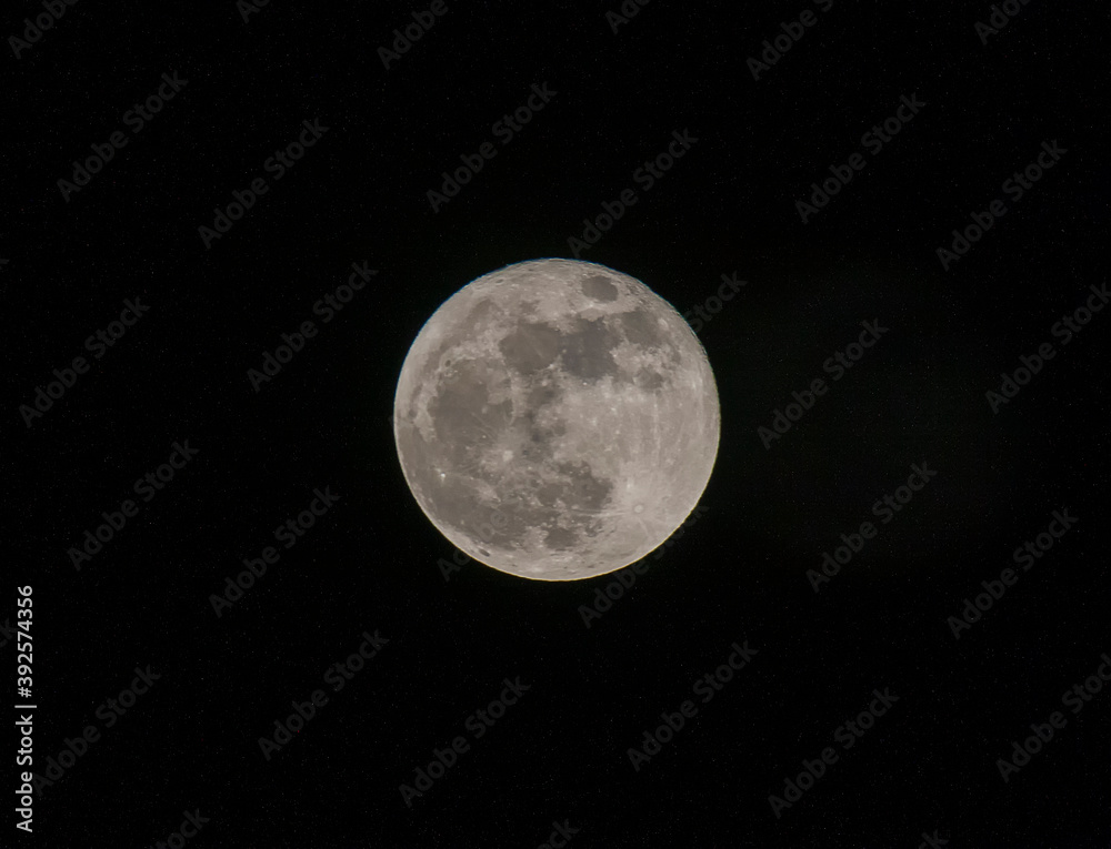 Fototapeta premium The moon phase Waning Gibbous a day after Full Moon on 31st January 2010