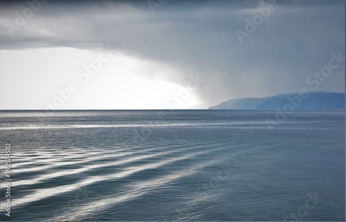 blue lake Baikal waves horizon photo
