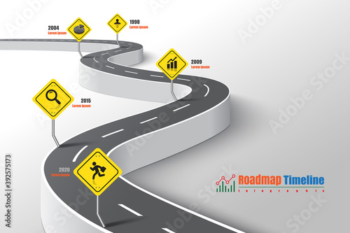 Business roadmap timeline infographic expressway concepts designed for abstract background template milestone diagram process technology digital marketing data presentation chart Vector illustration
