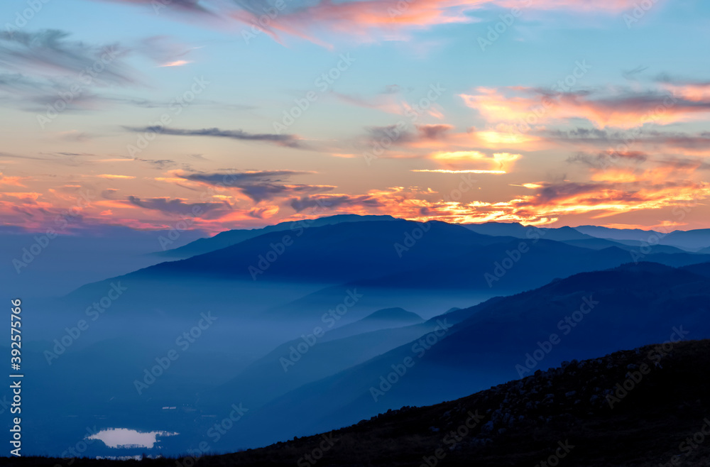 sunset in the mountains