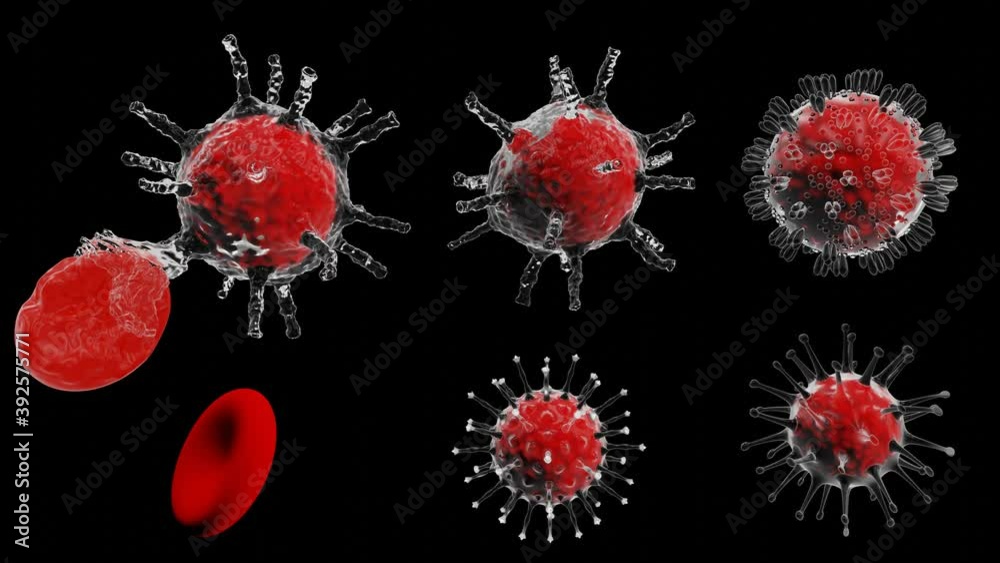 Coronavirus disease COVID-19 infection medical concept. Virus cell attack blood cell and Neuron. The new official name for Coronavirus named COVID-19. 3D Rendering. Coronavirus disease COVID-19 infection medical concept. Virus cell attack blood cell and Neuron. The new official name for Coronavirus named COVID-19. 3D Rendering.