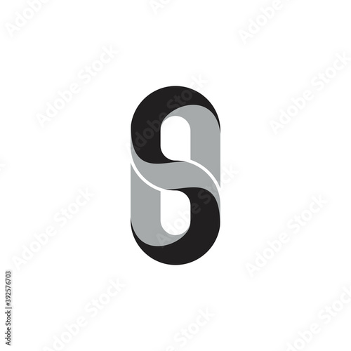 3D S letter or number eight logo design vector