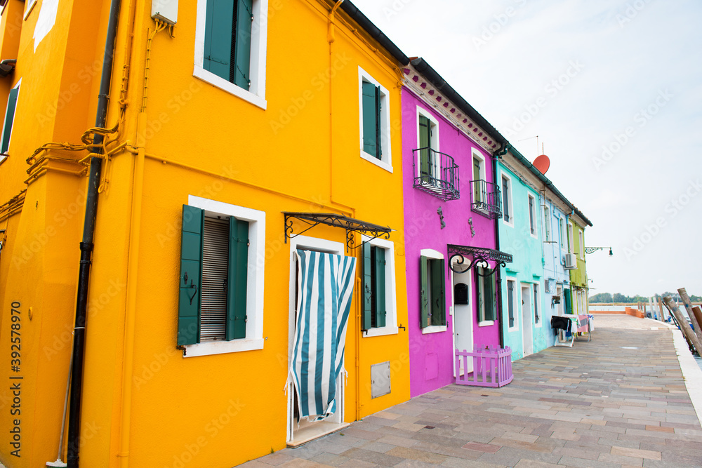 Colorful traditional houses in the Burano. VENICE, ITALY.
