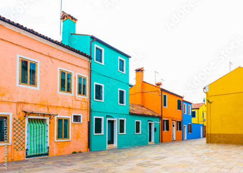 Colorful traditional houses in the Burano. VENICE  ITALY.