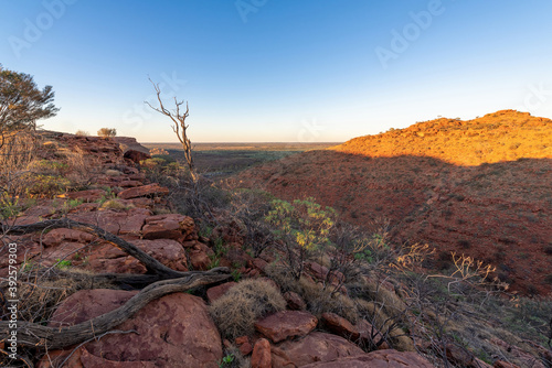 The remote dry landscape in Kings Canyon  Northern Territory  Australia