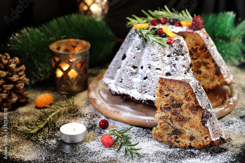 Christmas cake and raisins and nuts