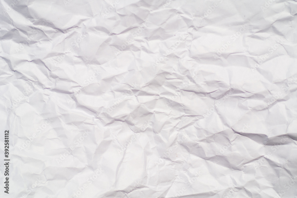 white crumpled paper texture background.