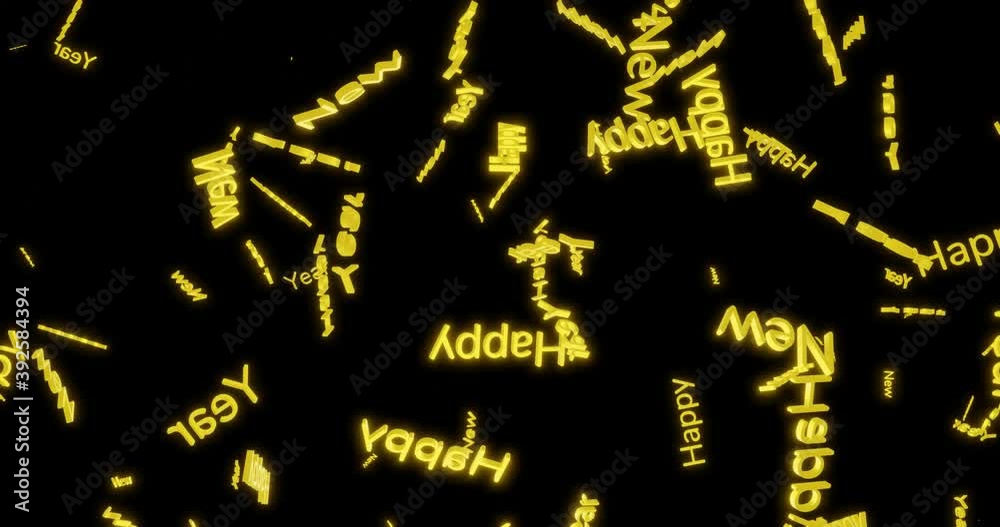 3d render with falling golden text Happy new year 3d render with falling golden text Happy new year