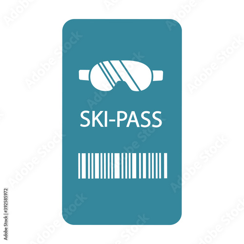 Ski-pass. ski lift ticket. flat vector illustration