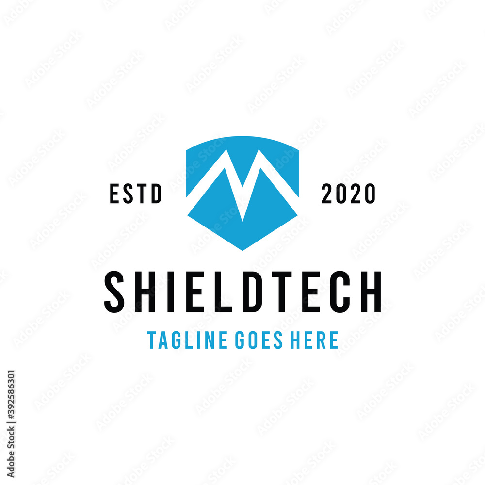 Shield Protection Technology Logo design Vector