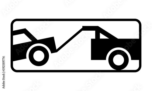 Towed vehicle sign vector. Warning road sign.