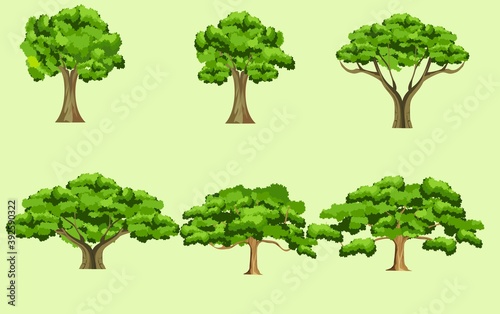 Trees set isolated on white background vector
