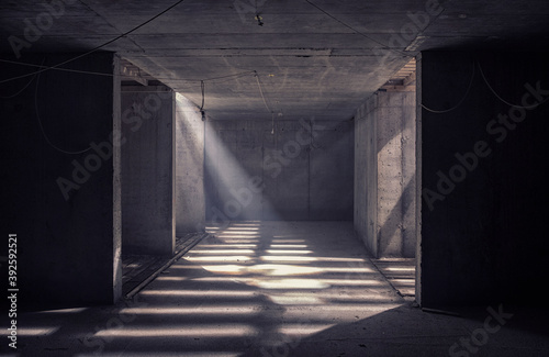 Empty interior with lights and shadow