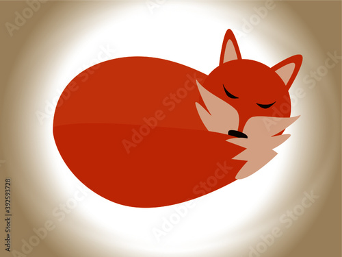 Isolated illustration of the cute sleeping red fox 