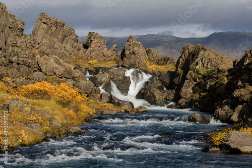 River in a part of the rift valley at Thingvellar - Iceland