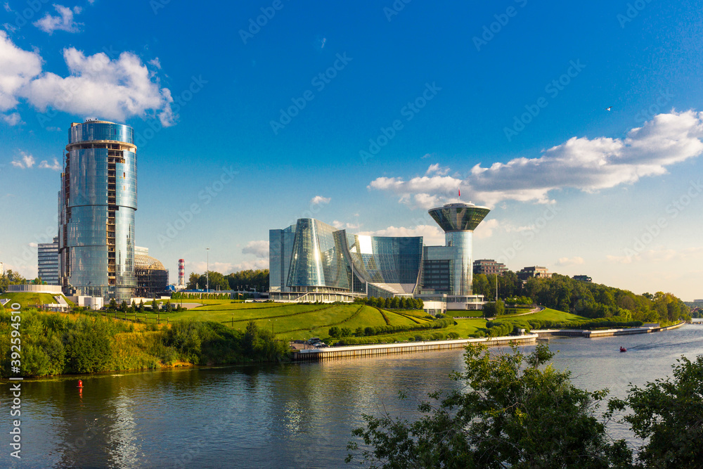 Modern cityscape with government building of Moscow Region summer view.