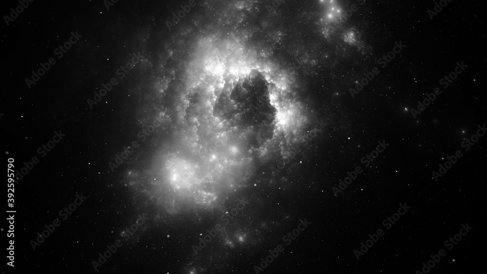 Fototapeta premium Abstract monochrome fractal illustration looks like beautiful galaxies.