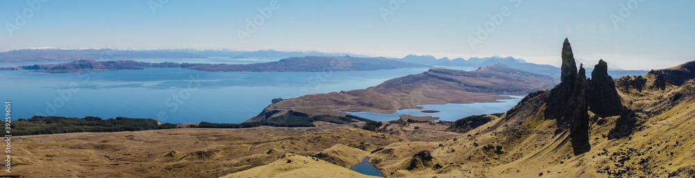 Old Man of Storr rock and mountain formations on the Isle of Skye in Northern Scotland. Old Man of Storr rock and mountain formations on the Isle of Skye in Northern Scotland.