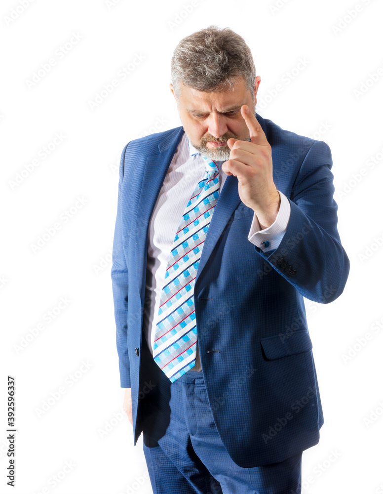 Business trainer emotional studio portrait on white background. Business trainer emotional studio portrait on white background.