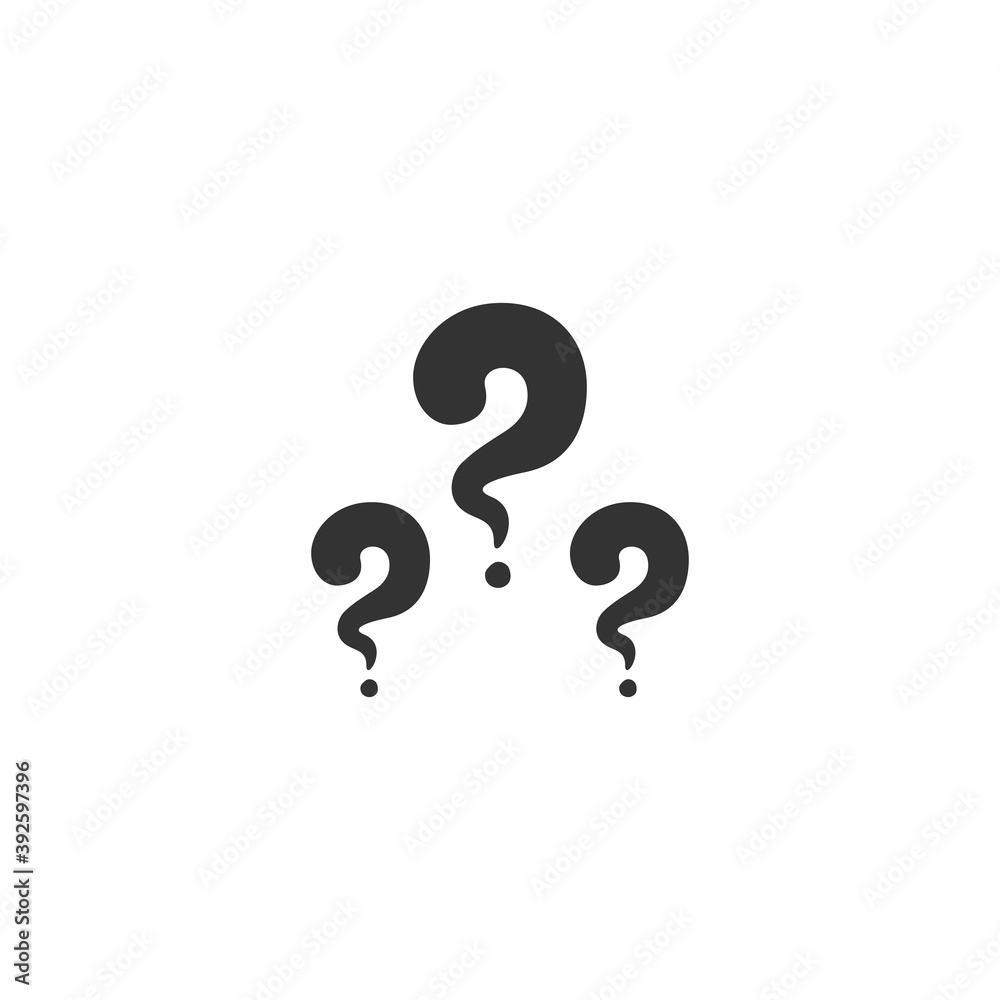 Hand drawn question marks sign icon. Flat vector illustration isolated on white. Hand drawn question marks sign icon. Flat vector illustration isolated on white.
