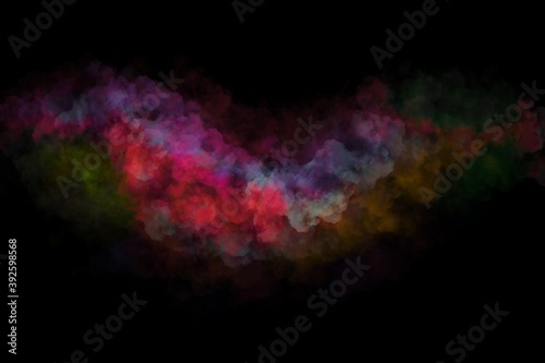 Multicolored smoke on black background Color splash art concept