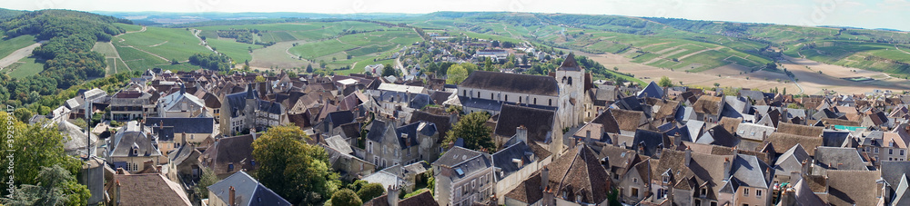 Panoramic view on the village and the vineyards of Sancerre, in the Loire Valley, France