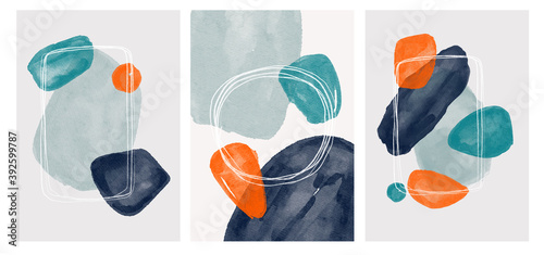 Wall art watercolor minimalistic abstract art background . Abstract design doodles various shapes. modern art isolated vector graphic. minimalistic geometric frames hand drawn, vector illustration