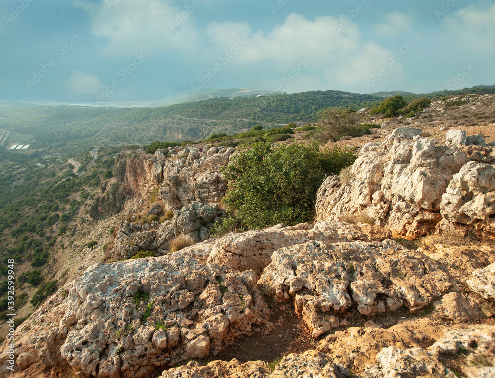 View  from  Adamite Park  to the hilly landscapes of the Western Galilee.
