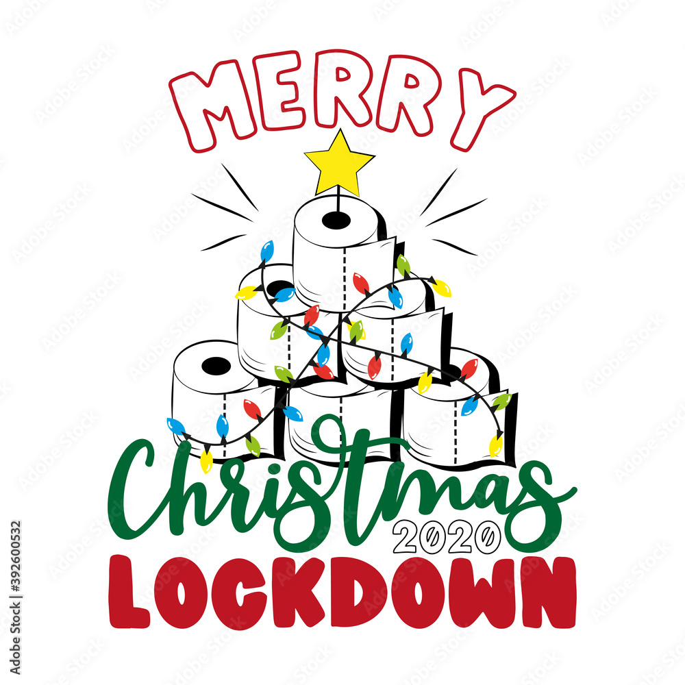Merry Christmas Lockdown 2020-Funny greeting card for Christmas in covid-19 pandemic self isolated period. 