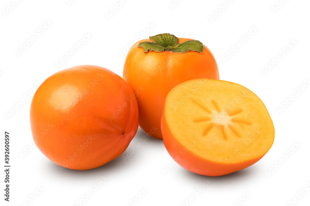 Persimmon fruit isolated on white background with clipping path. Persimmon fruit isolated on white background with clipping path.