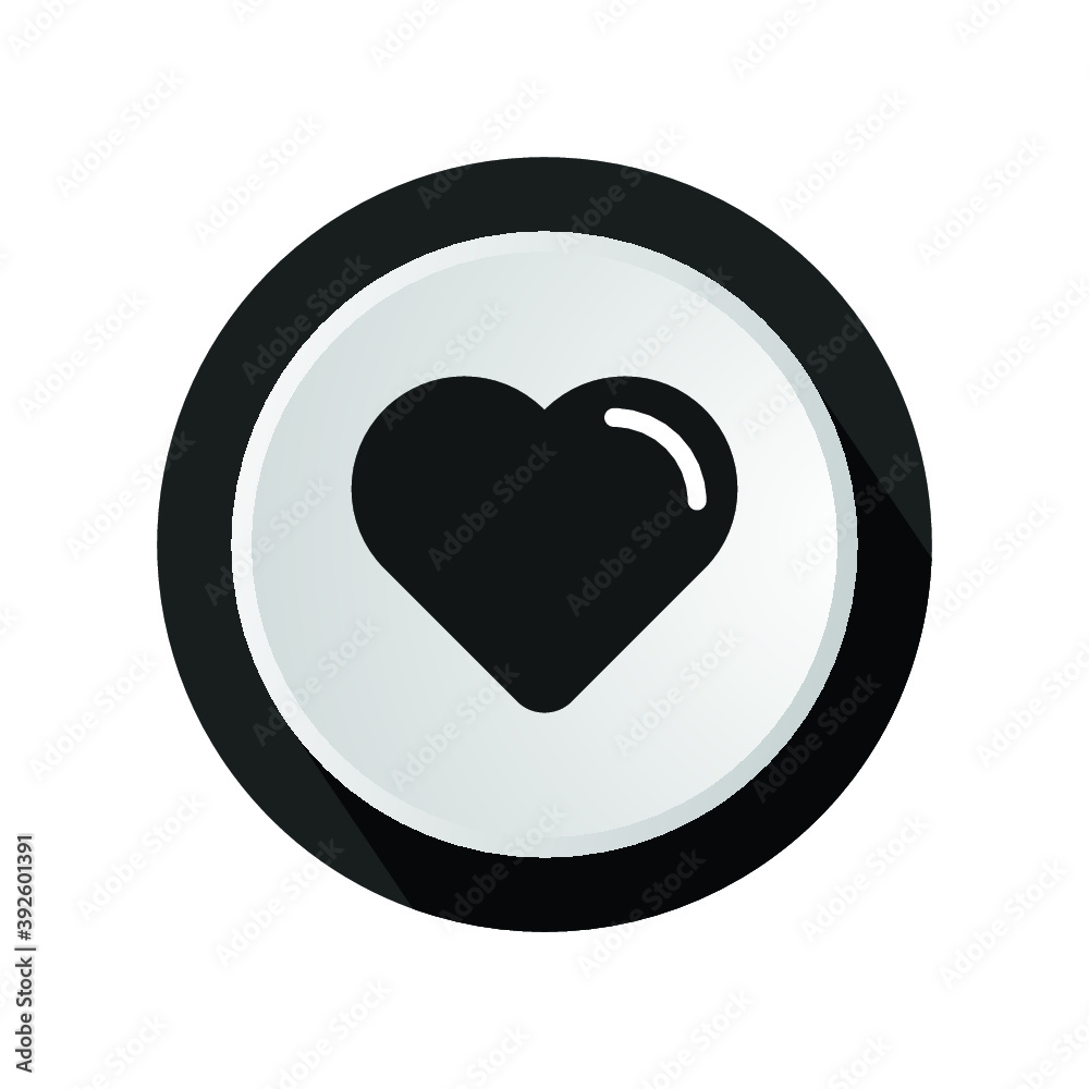 Heart flat in circle. Vector illustration. Heart flat concept line Icon Heart flat in circle. Vector illustration. Heart flat concept line Icon