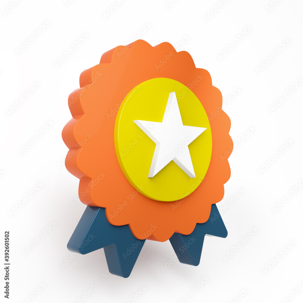3D Medal with star icon isolated on white background 3D render 3D Medal with star icon isolated on white background 3D render