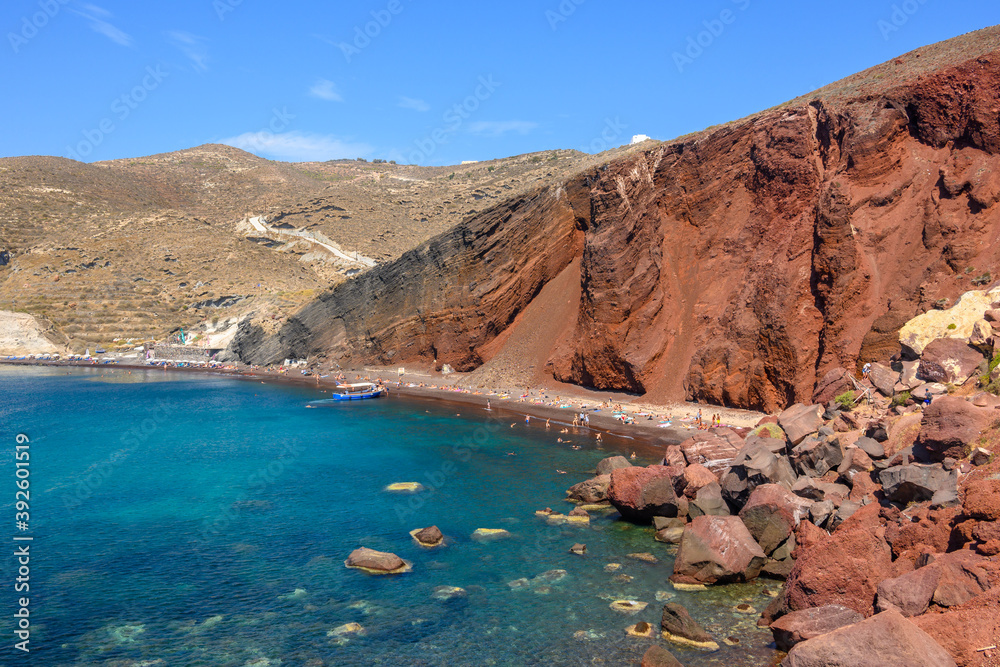 Famous Red Beach in the southern part of the island of Santorini. Cyclady, Greece