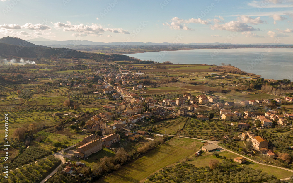 aerial view of medieval town