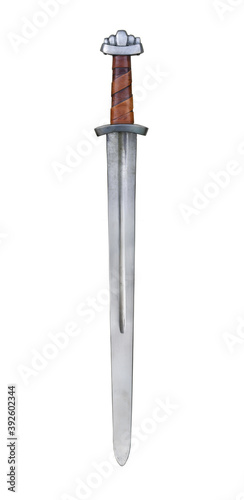 A Viking sword, with the distinctive 3 lobed pommel. 