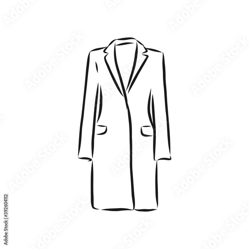 Women's coat, Fashion flat sketch. Technical drawing women's coat, vector sketch illustration © Elala 9161