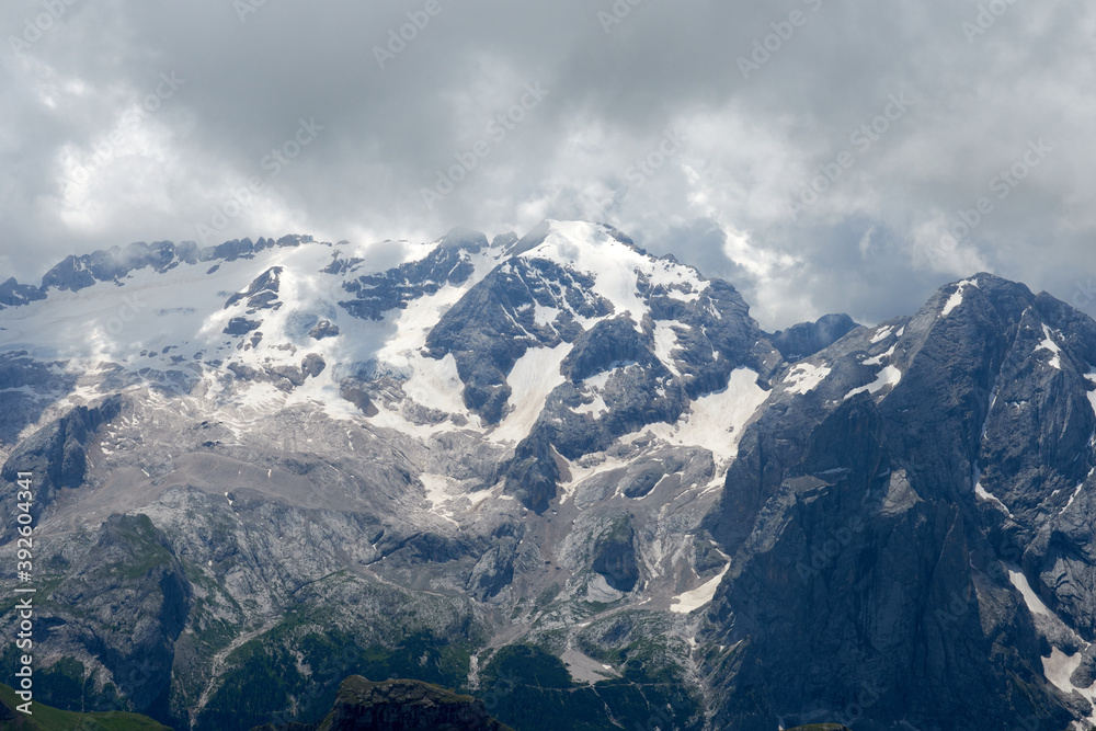 view of the Marmolada, queen of the Dolomites