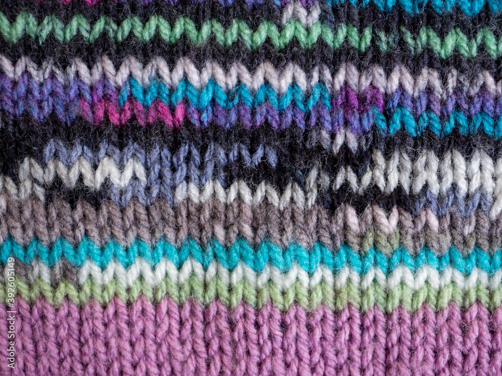 colourful hand knit wool texture 