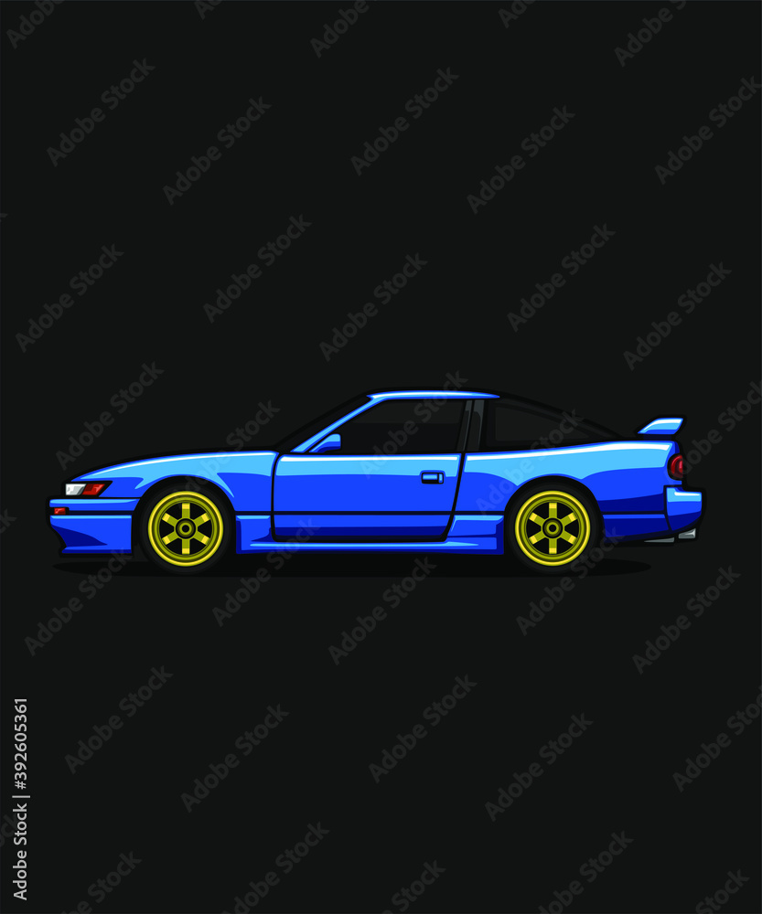 Editable Car Cartoon Vector Illustrated simple side view